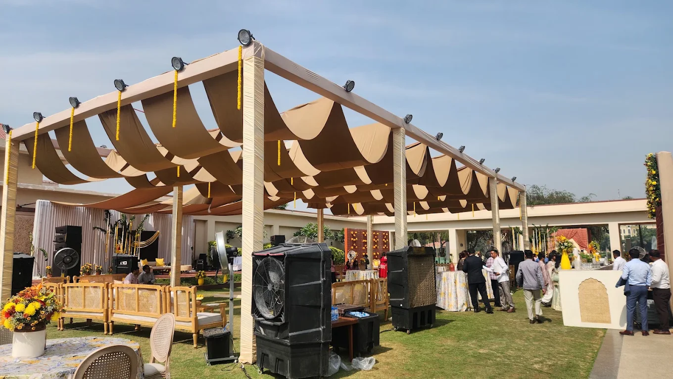 Elegant outdoor tent canopy setup for day event